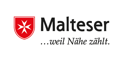 The image features the Malteser logo with a red shield and cross, accompanied by the phrase "...weil Nähe zählt."