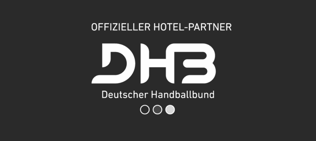 The image features the logo of Deutscher Handballbund, highlighting its official hotel partner status.