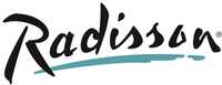 The image displays the Radisson logo with elegant black lettering and a teal underline.