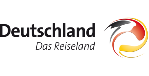The image features the text "Deutschland Das Reiseland" next to a stylized logo in black, red, and yellow.